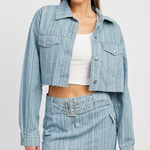 Emory Park Ellison 100% Cotton Cropped Denim Jacket Sizes S-L